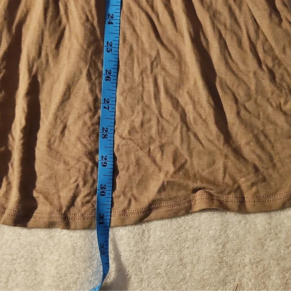 TOMSWARE Brown Long Sleeve A-Line Dress Knee Length Scoop Neck Pullover Size L